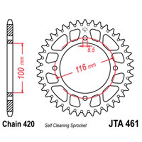 JT JT Rear Sprockets R/W 461-51SC Alloy